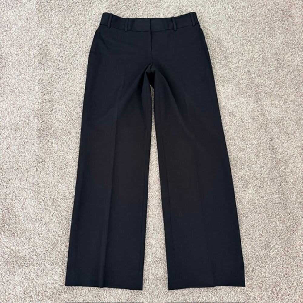 The Loft Julie Straight Leg Black Pants Lined Pockets Wide Leg Stretch Women's 4